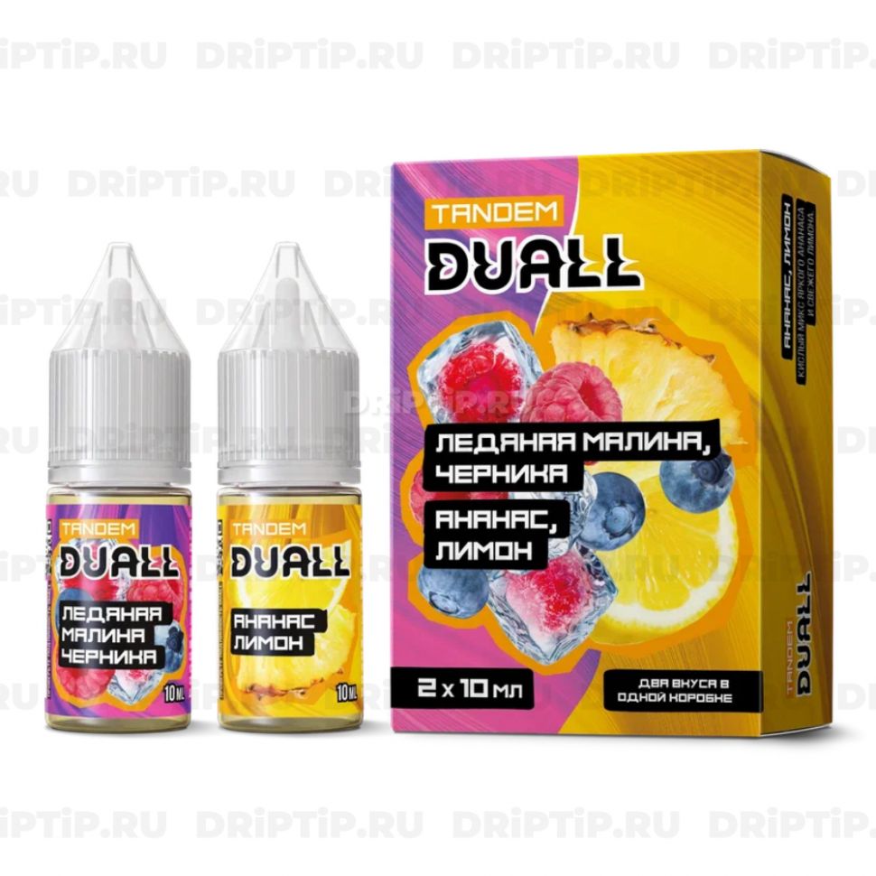 Жидкость Duall Tandem Salt - Ледяная Малина Черника и Ананас Лимон