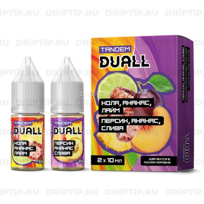 Жидкость Duall Tandem Salt - Кола Ананас Лайм и Персик Ананас Слива 